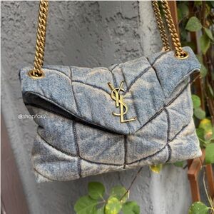 Saint Laurent Denim Toy LouLou Puffer Crossbody
